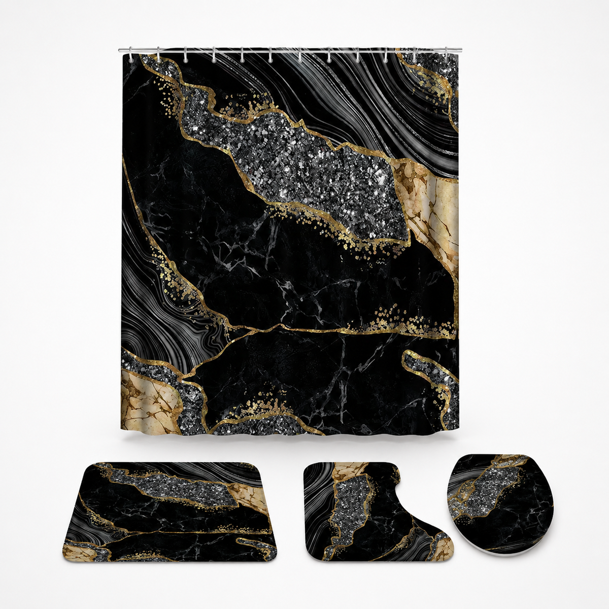 VEINELLE – Marble Print Shower Curtain for Graceful Bathroom Privacy