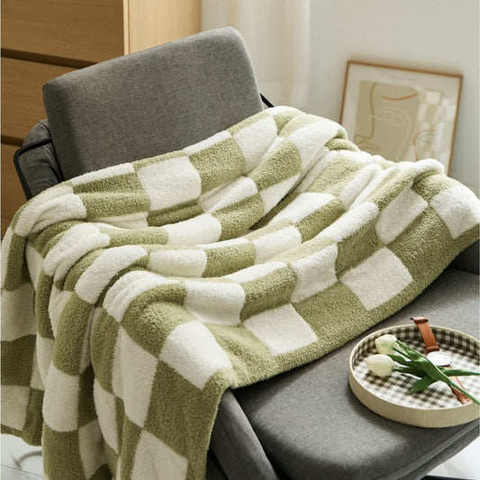 GRIDREST – Checkerboard Throw Blanket for Cozy Layered Style