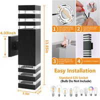 NoirLuma - 3-Layer Square Outdoor Wall Light