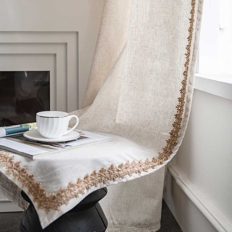 BOHTERRA – Bohemische beige Vorhänge mit halbverdunkelnder Wirkung für ein gemütliches Interieur