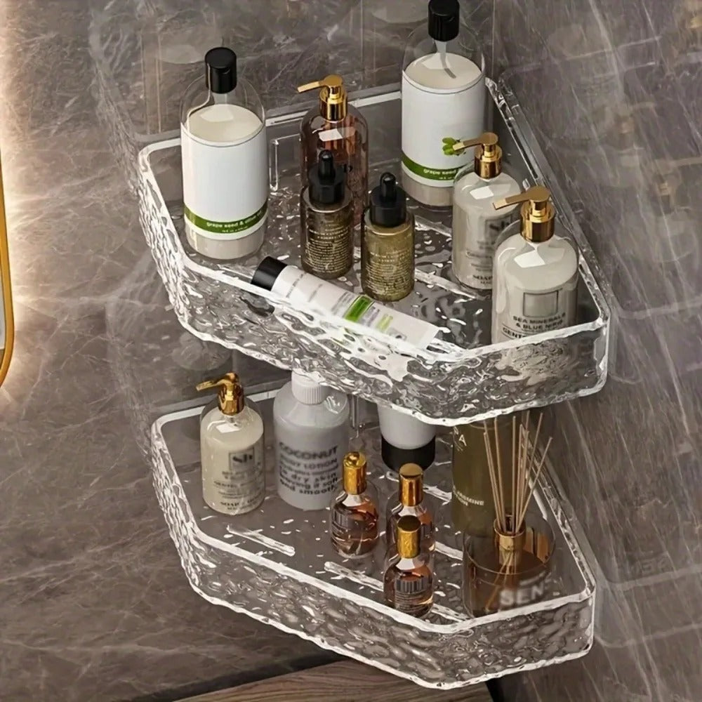 GLACIERA – Organisateur d’étagère de salle de bain design glacier d’angle