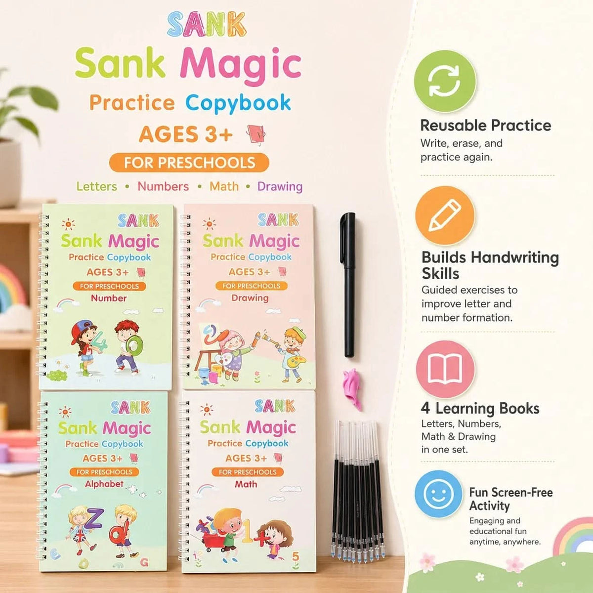 LETTERLOOP – Handwriting Practice Copybook Set with Pen for Everyday Learning