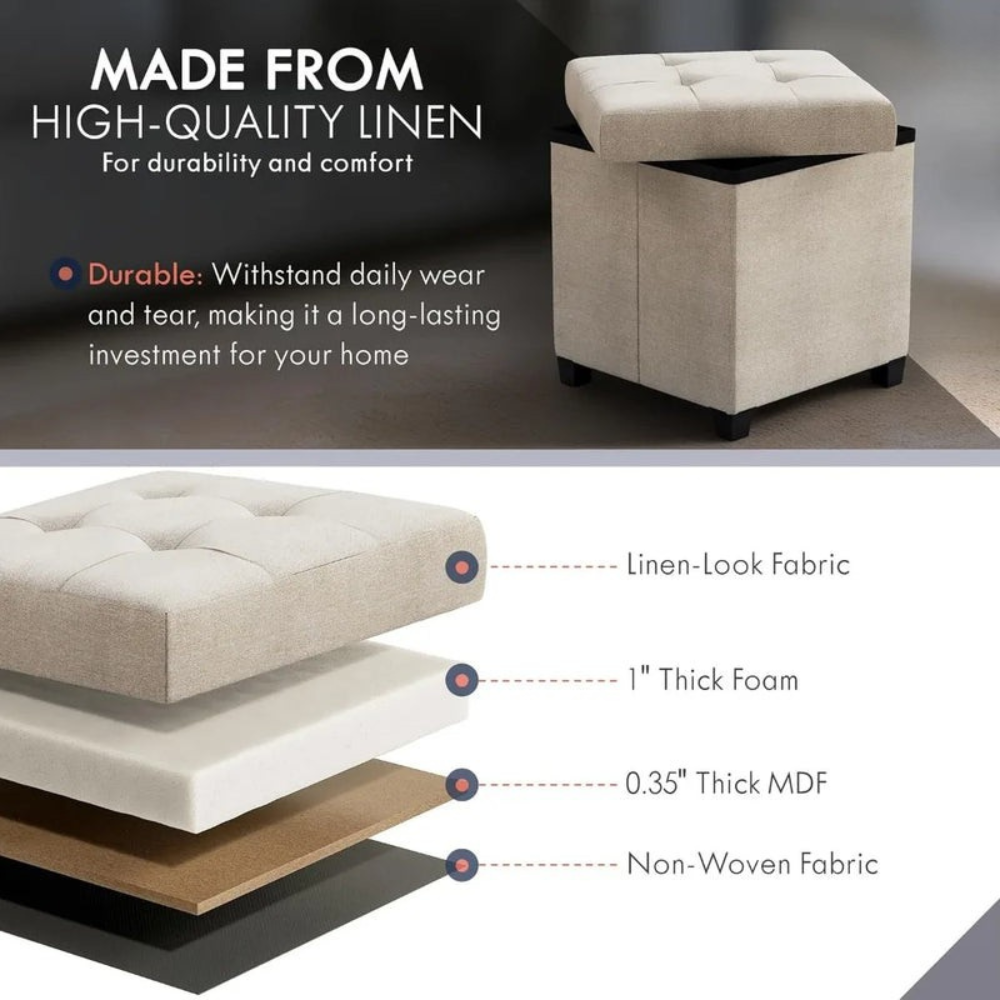 COMFYNEST – Square Storage Ottoman Bench