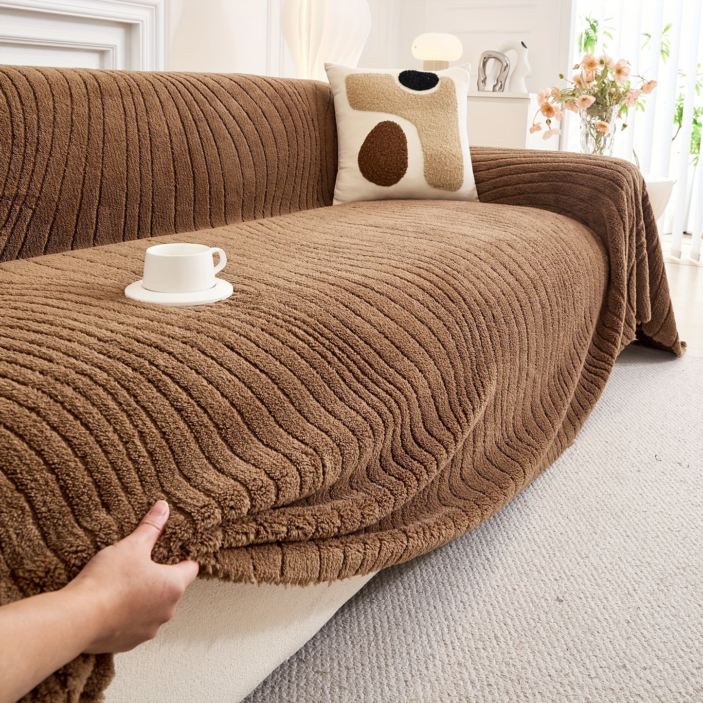 PLUSHLIVA – Double-Sided Plush Sofa Cover Blanket for All Seasons