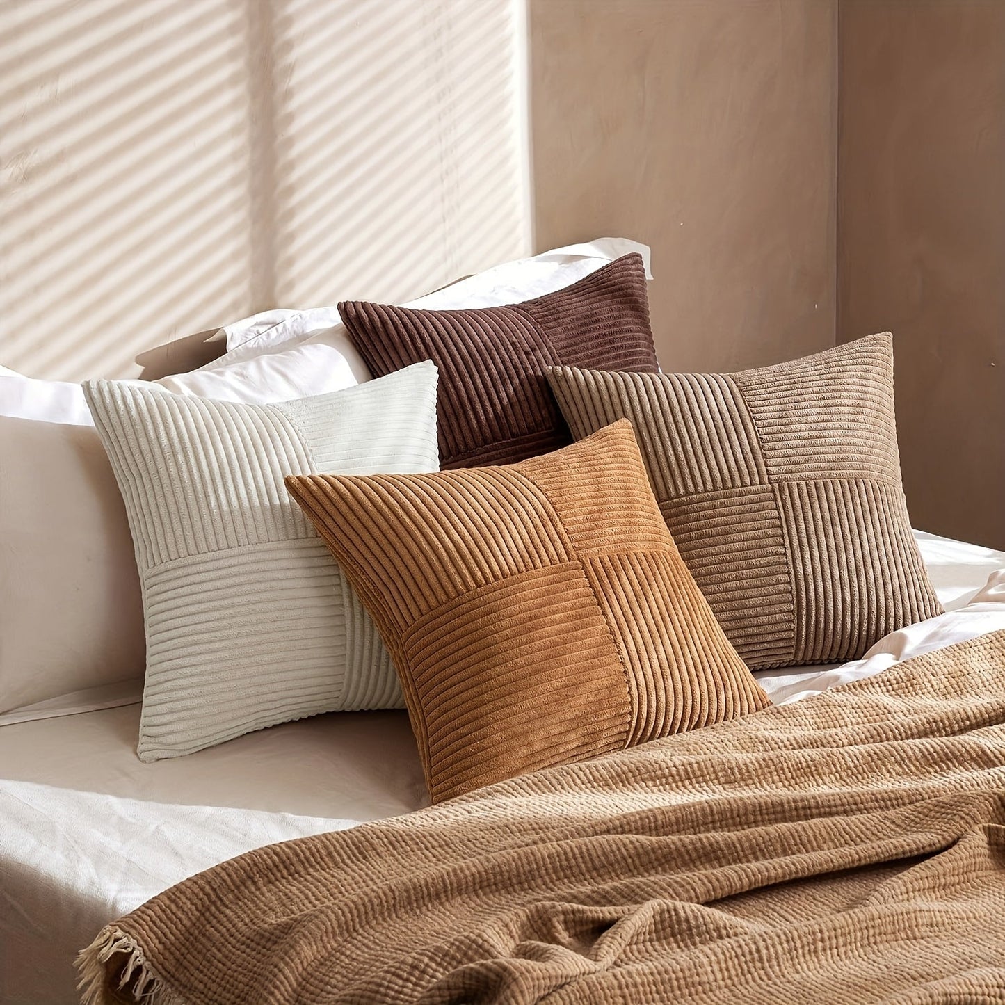 Loomara - Retro Corduroy Patchwork Pillow Covers