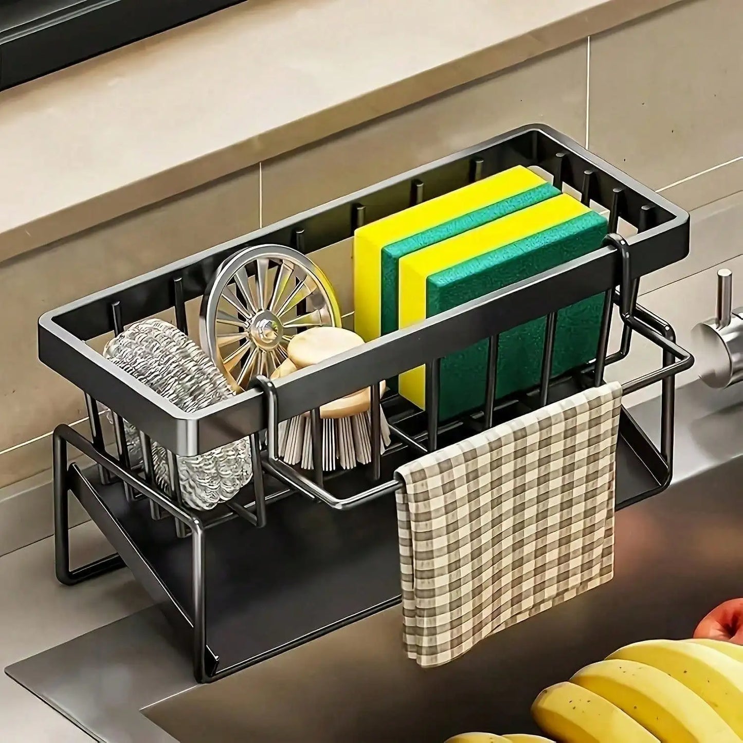 304 Stainless Steel Kitchen Sink Caddy with Sponge Holder and Soap Dish 1