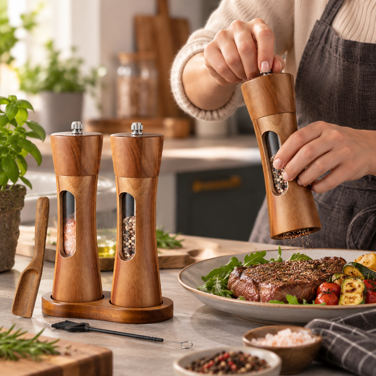 GRINDPEEK – Salz- und Pfeffermühle mit Sichtfenster für eine komfortable Nutzung