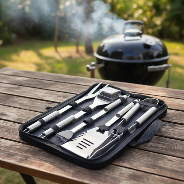 GRILLMASTER – Ensemble d'outils pour barbecue en acier inoxydable avec étui de transport