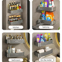 ALUMORA – Organisateur d’étagère de salle de bain en aluminium auto-adhésif