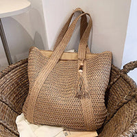 BOHOWEAVE – Woven Raffia Shoulder Tote Bag
