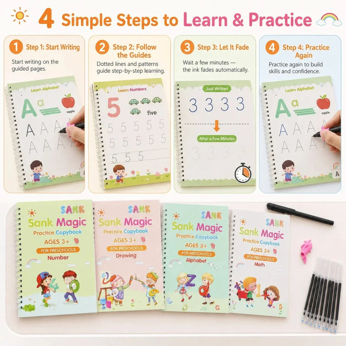 LETTERLOOP – Handwriting Practice Copybook Set with Pen for Everyday Learning