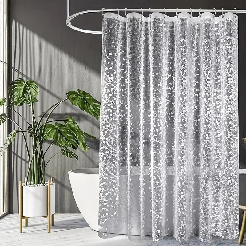 CLEARFLOW – Rideau de douche transparent étanche avec motif galets