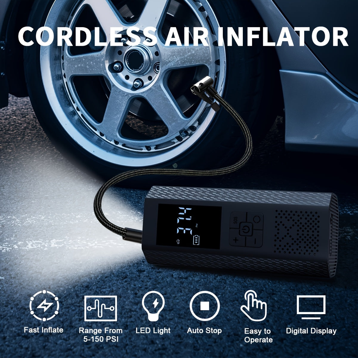 AEROFORCE – Gonfleur de pneus sans fil portable