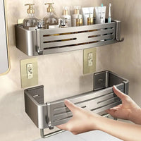 ALUMORA – Organisateur d’étagère de salle de bain en aluminium auto-adhésif