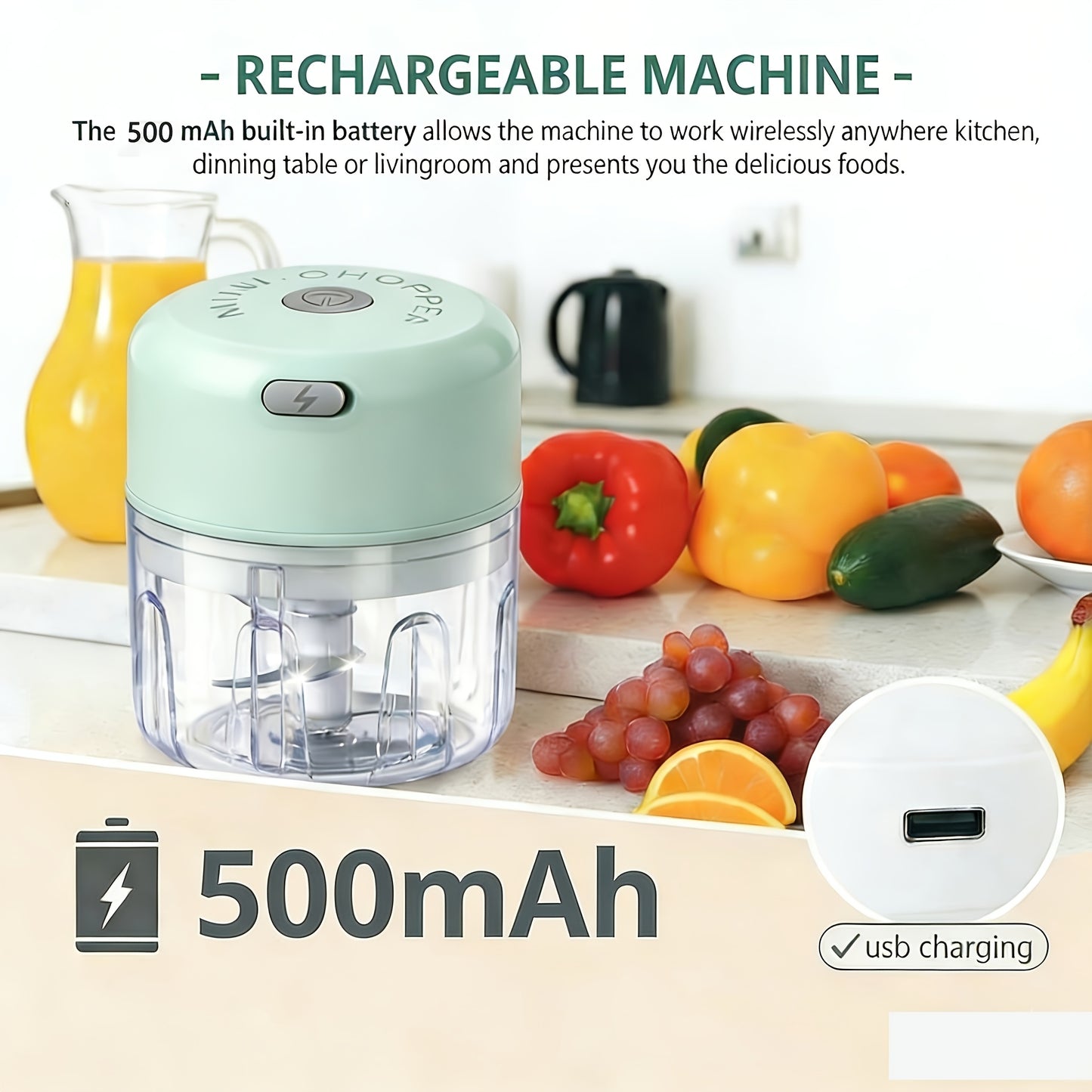 CHOPTRON – Mini hachoir électrique rechargeable par USB