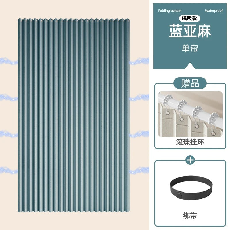 CURVASHIELD – Foldable Magnetic Accordion Shower Curtain Waterproof Design