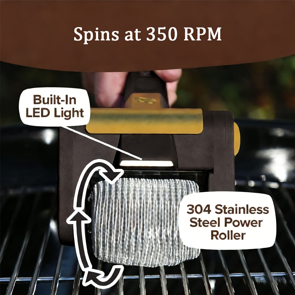 GRATECHARGE – Brosse électrique pour barbecue avec rouleau de nettoyage en acier inoxydable