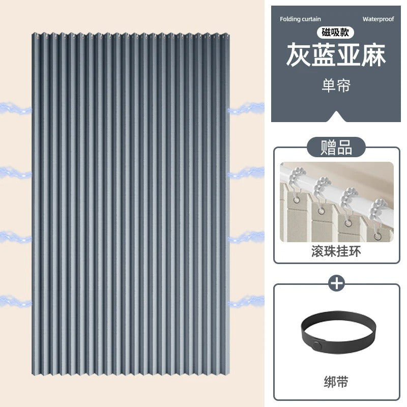 CURVASHIELD – Foldable Magnetic Accordion Shower Curtain Waterproof Design