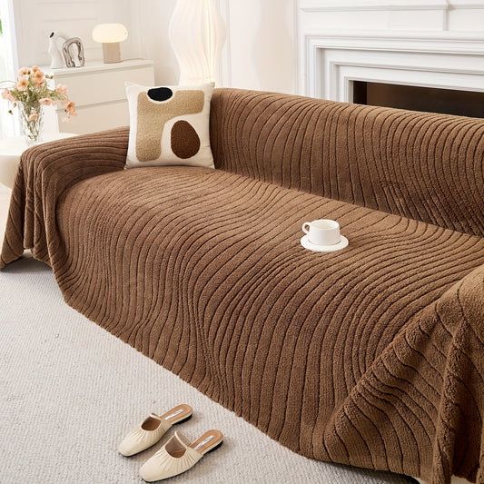 PLUSHLIVA – Double-Sided Plush Sofa Cover Blanket for All Seasons