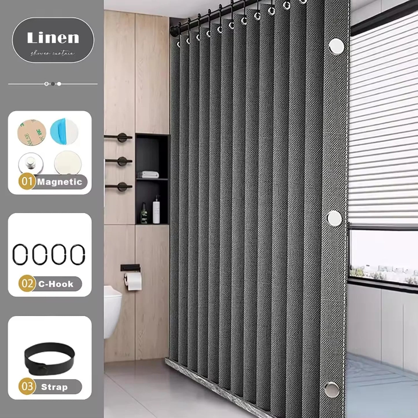 FLEXICURVE – Magnetic Foldable Shower Curtain for Walk-In Bathrooms