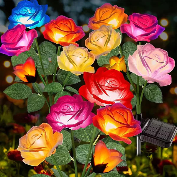 BLOOMGLOW – Lampes solaires fleurs à 5 têtes pour ambiance de jardin