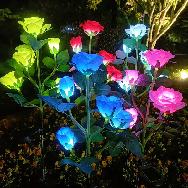BLOOMGLOW – Lampes solaires fleurs à 5 têtes pour ambiance de jardin