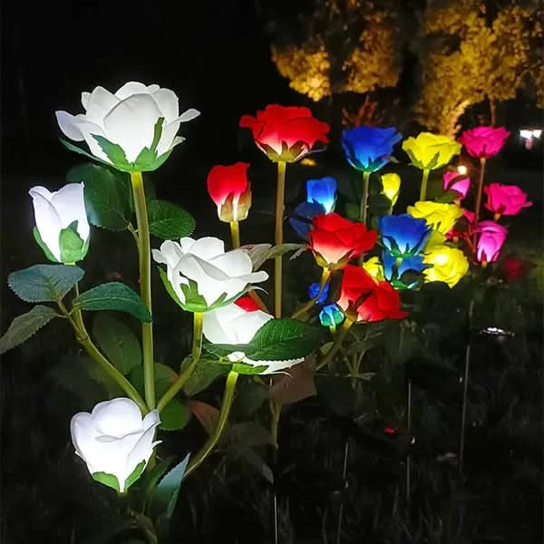 BLOOMGLOW – Lampes solaires fleurs à 5 têtes pour ambiance de jardin