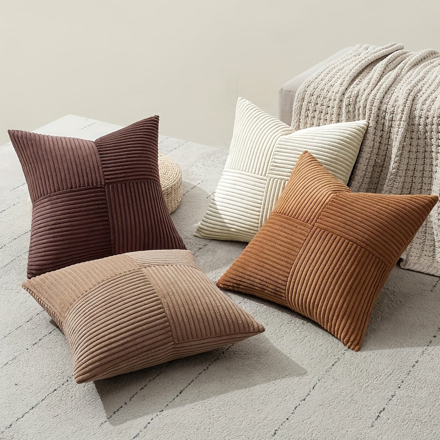Loomara - Retro Corduroy Patchwork Pillow Covers