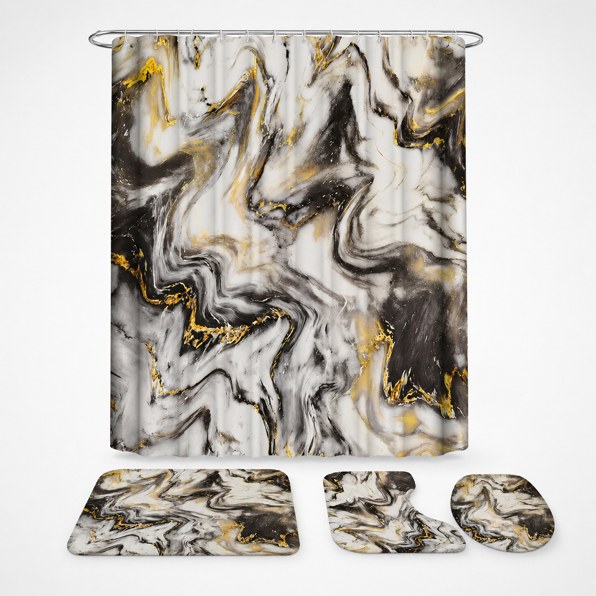VEINELLE – Marble Print Shower Curtain for Graceful Bathroom Privacy
