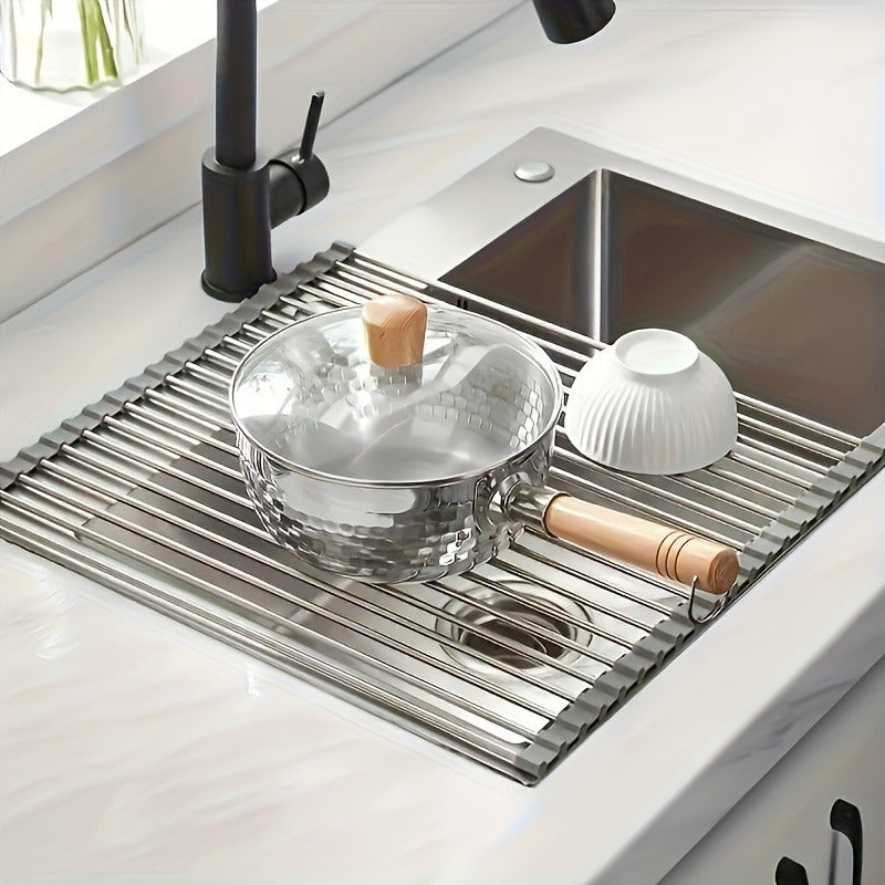 ROLLSINK – Égouttoir à vaisselle en acier inoxydable enroulable