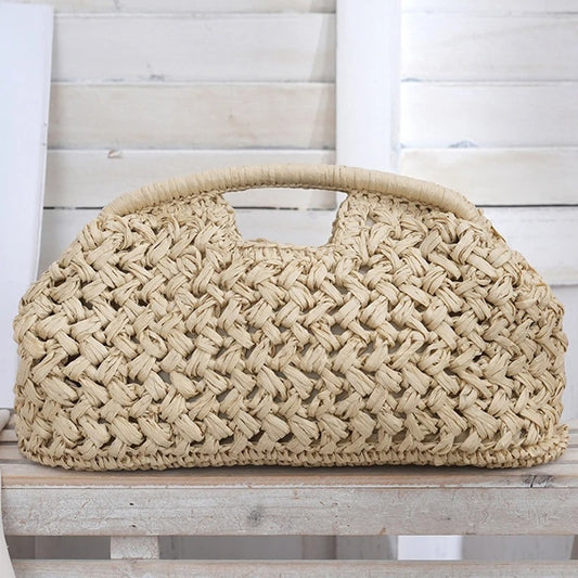 LUXEWEAVE – Woven Raffia Shoulder Handbag