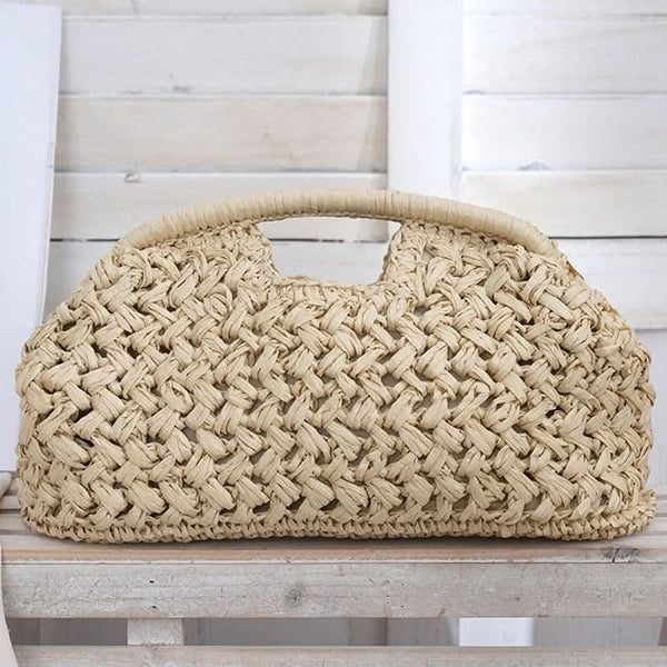 LUXEWEAVE – Woven Raffia Shoulder Handbag