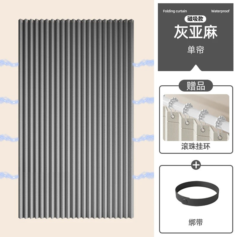 CURVASHIELD – Foldable Magnetic Accordion Shower Curtain Waterproof Design