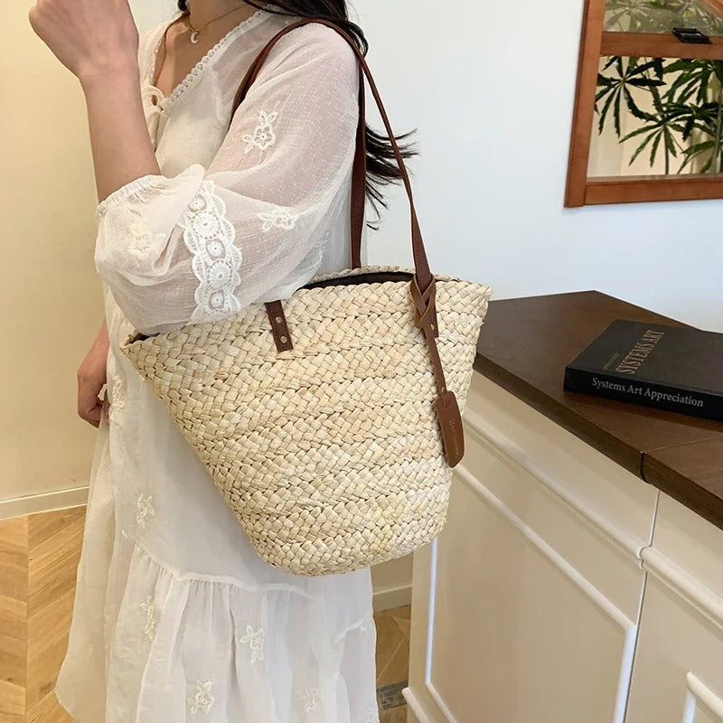 SUNHAVEN – Sac de plage tressé en paille
