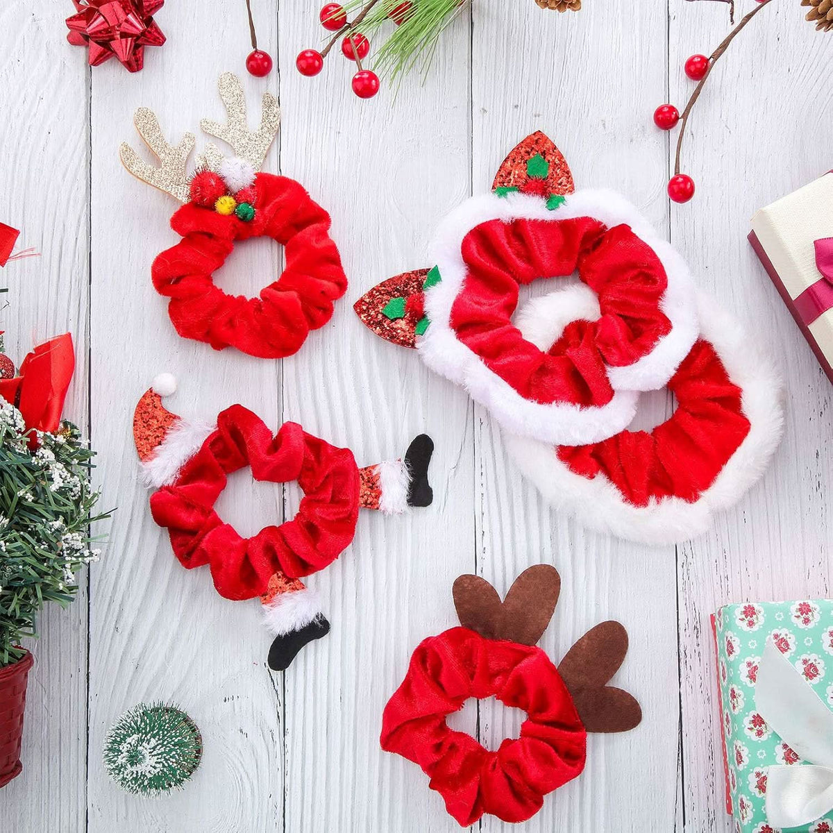 NOELKNOT – 10-delt scrunchiesæt til elegant feststyling