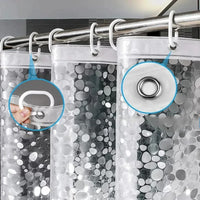 CLEARFLOW – Rideau de douche transparent étanche avec motif galets