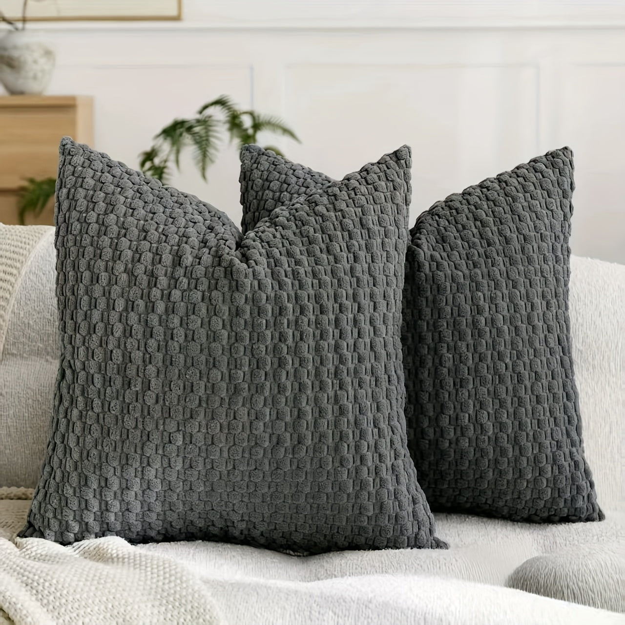 CORDFLOW – Housses de coussin à texture bulle pour décoration canapé et chambre