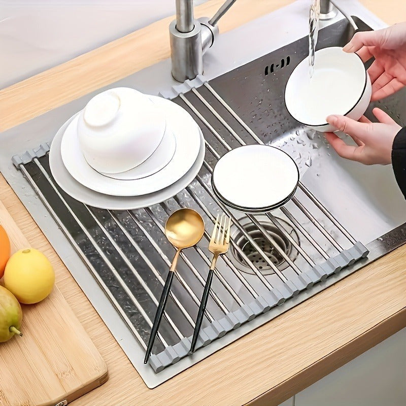 ROLLSINK – Égouttoir à vaisselle en acier inoxydable enroulable