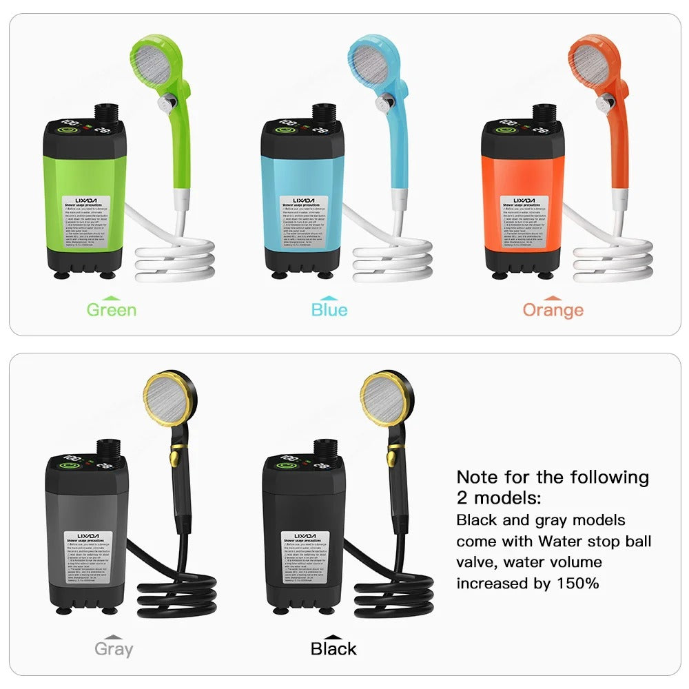 AQUAFLOWX – Portable Camping Shower Pump with Digital Display