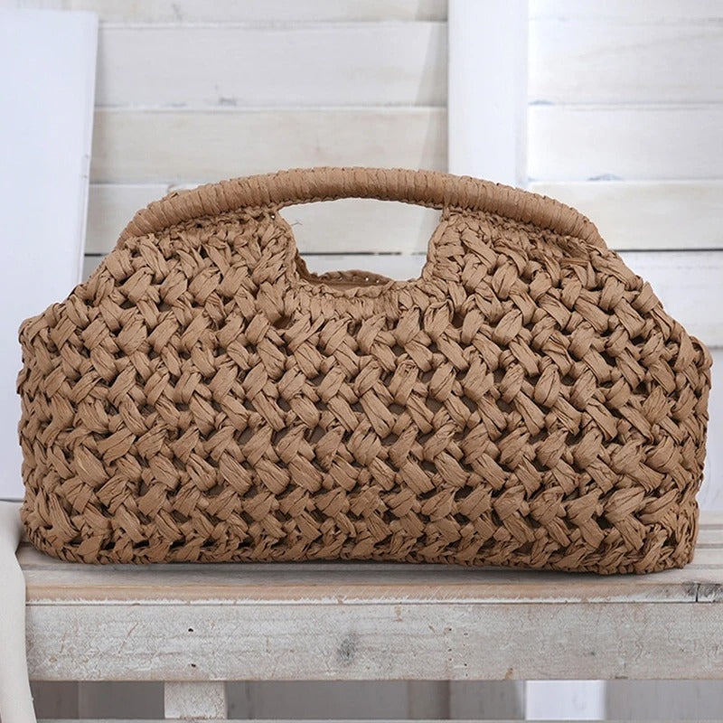 LUXEWEAVE – Sac à main en raphia tissé