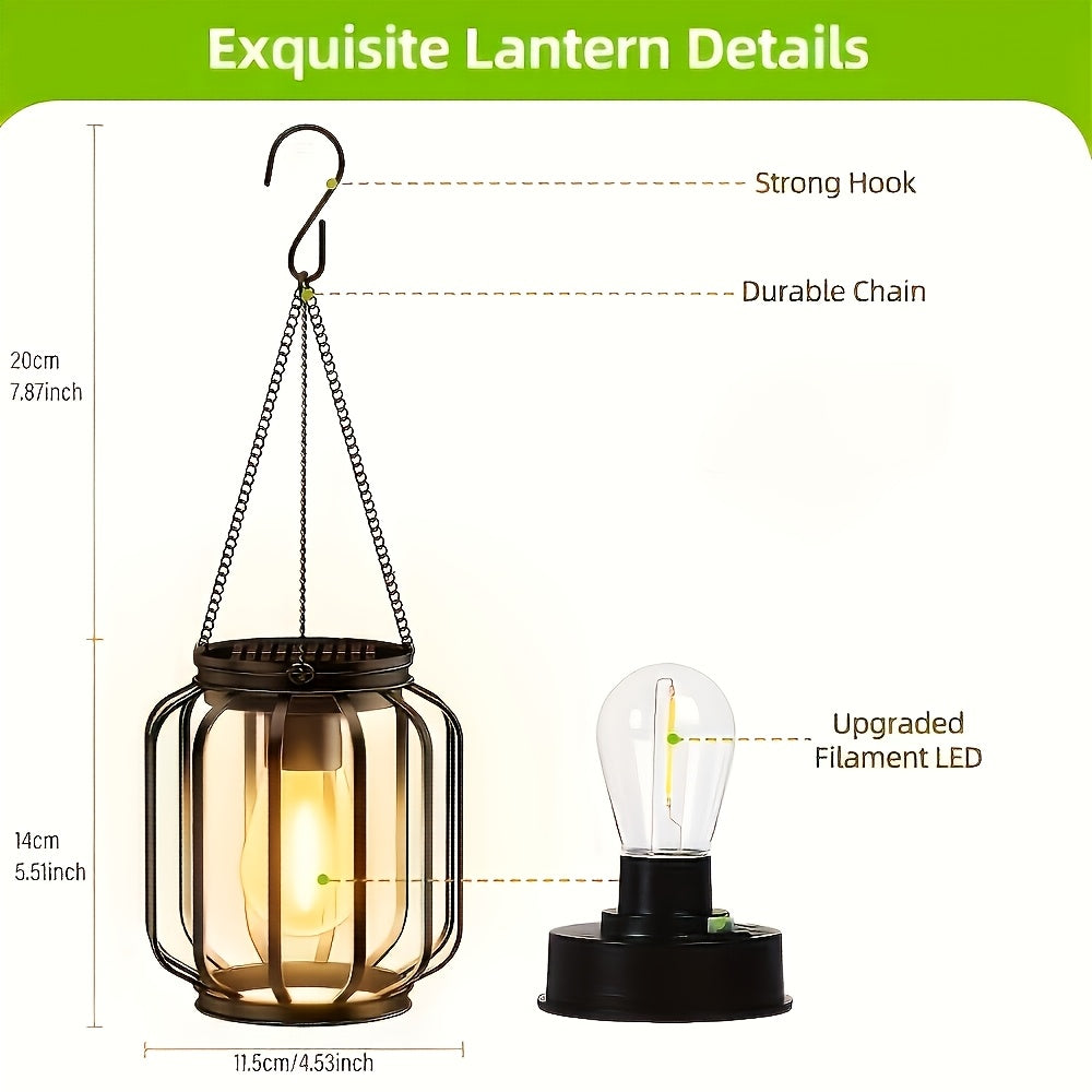 Lanterra - Solar Hanging Metal Outdoor Lantern