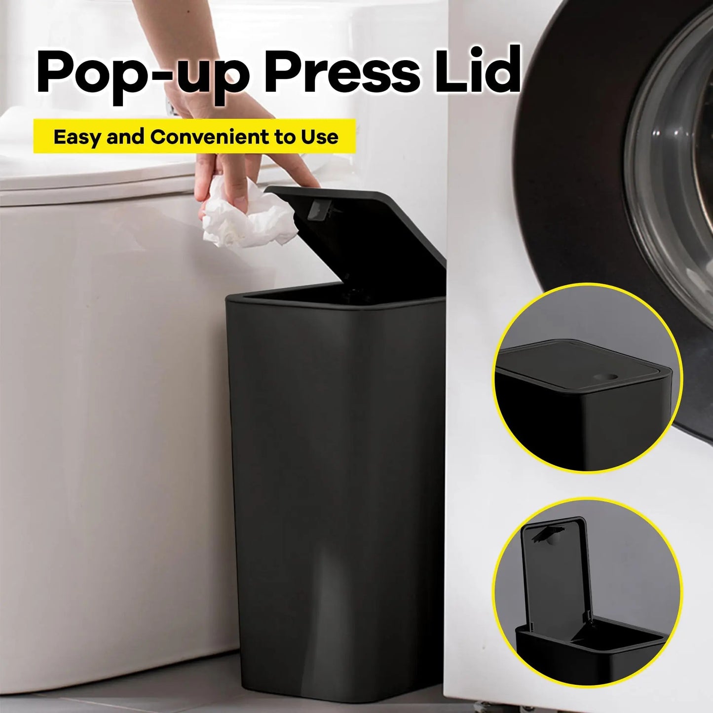 PRESSLUX – Slim Press Top Trash Can 10L