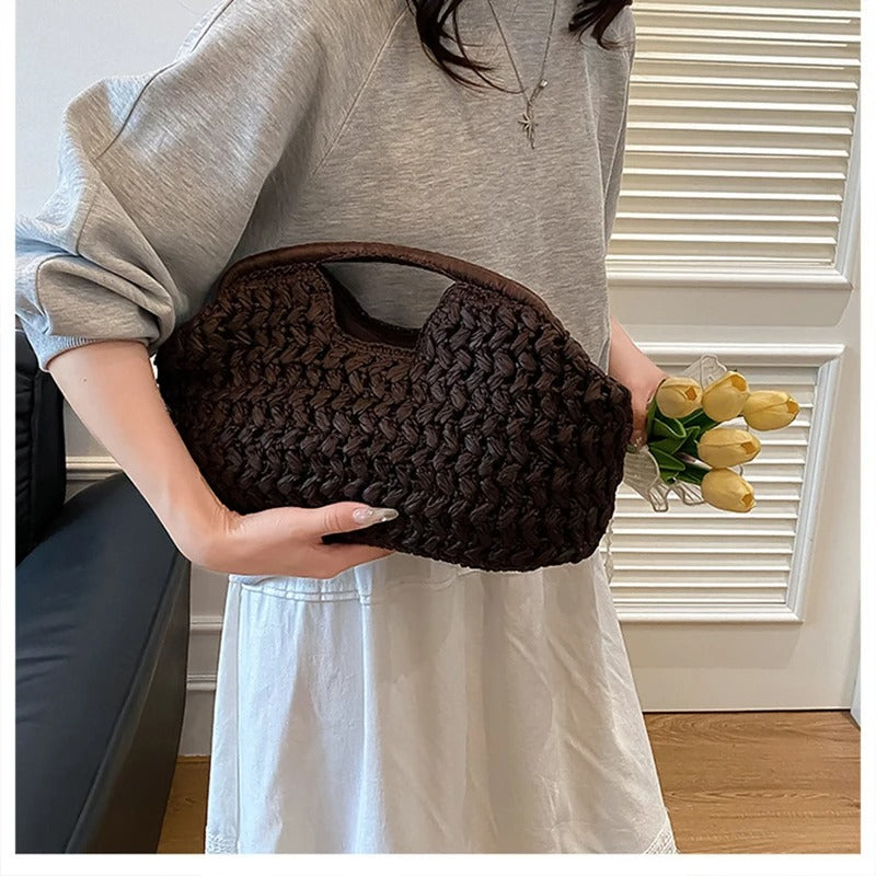 LUXEWEAVE – Sac à main en raphia tissé