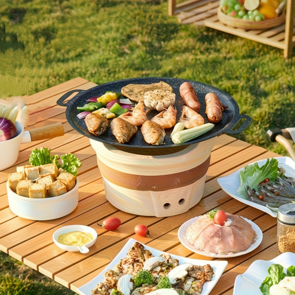 OUTDOORIX – Poêle à griller en fonte portable au design rustique