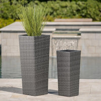 RATTANOVA – Ensemble de jardinières en osier pour extérieur