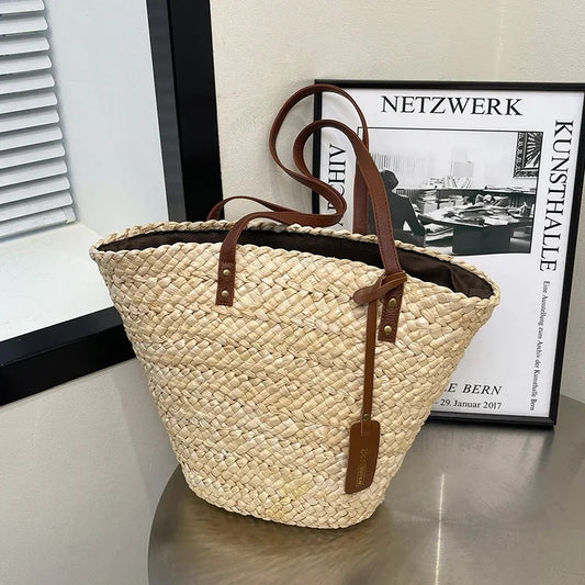 SUNHAVEN – Woven Straw Beach Tote Bag