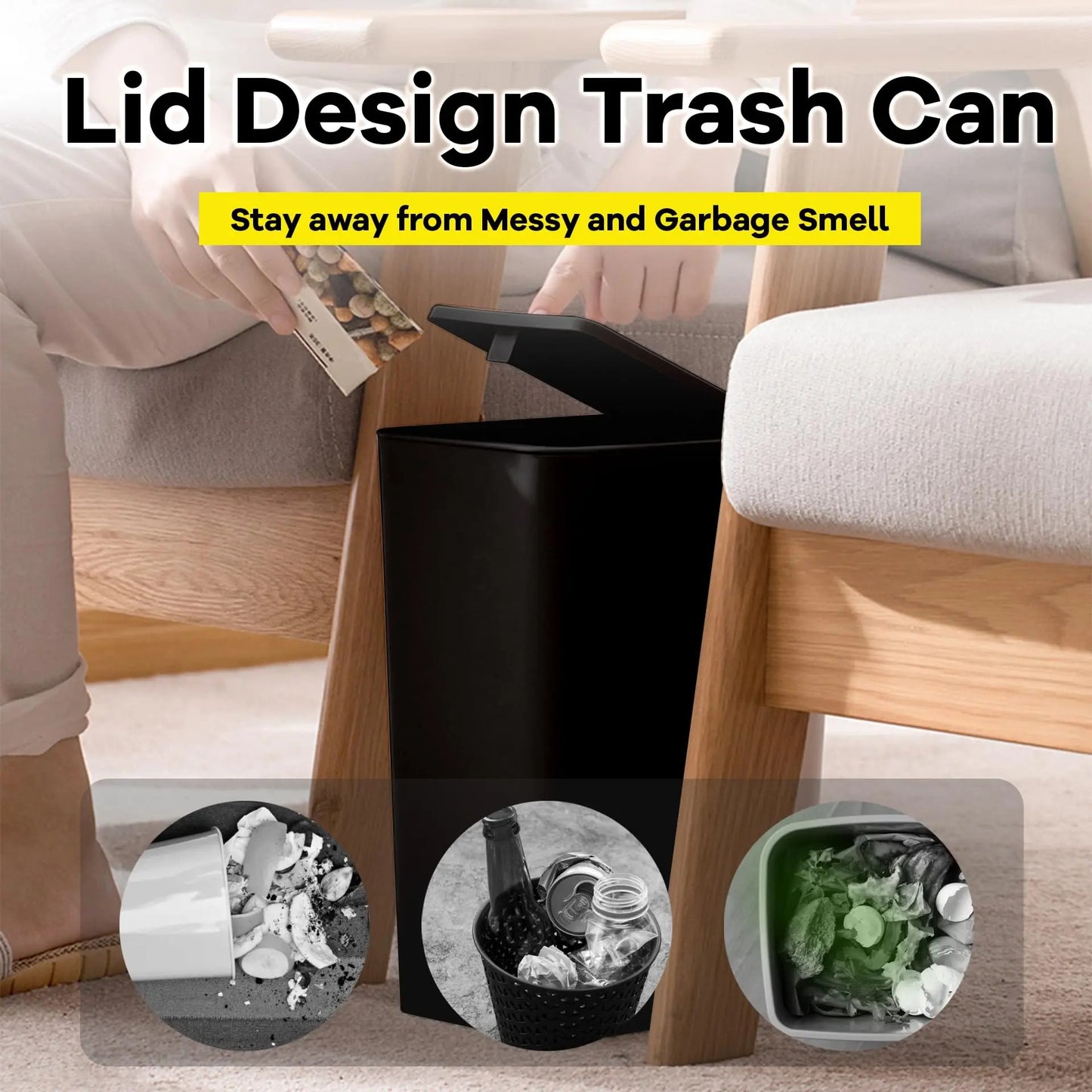 PRESSLUX – Slim Press Top Trash Can 10L