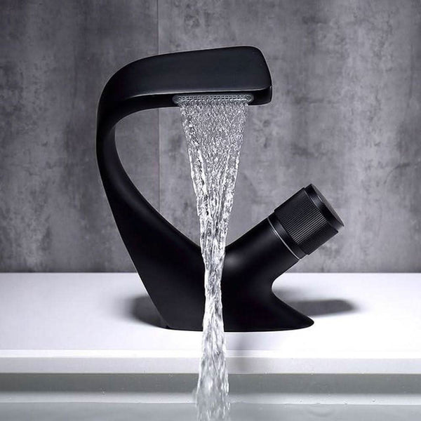 AQUAVEL – Modern Brass Waterfall Basin Mixer for Elegant Bathroom Design
