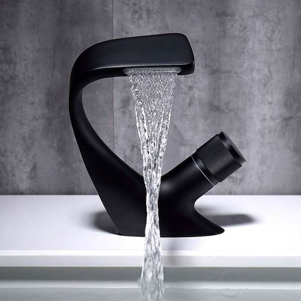 AquaCascade - Modern Brass Basin Mixer with Waterfall Spout for Bathrooms 1