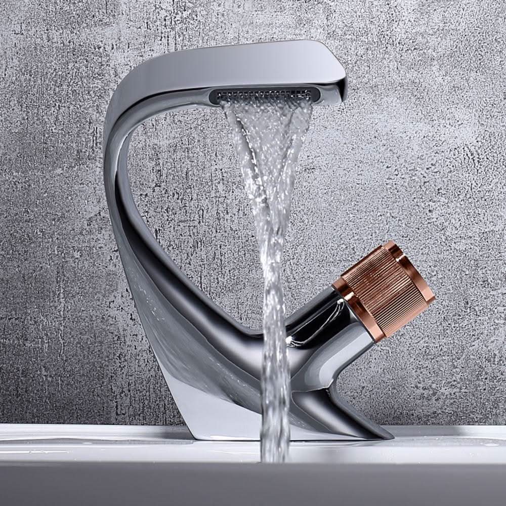 AquaCascade - Modern Brass Basin Mixer with Waterfall Spout for Bathrooms 9